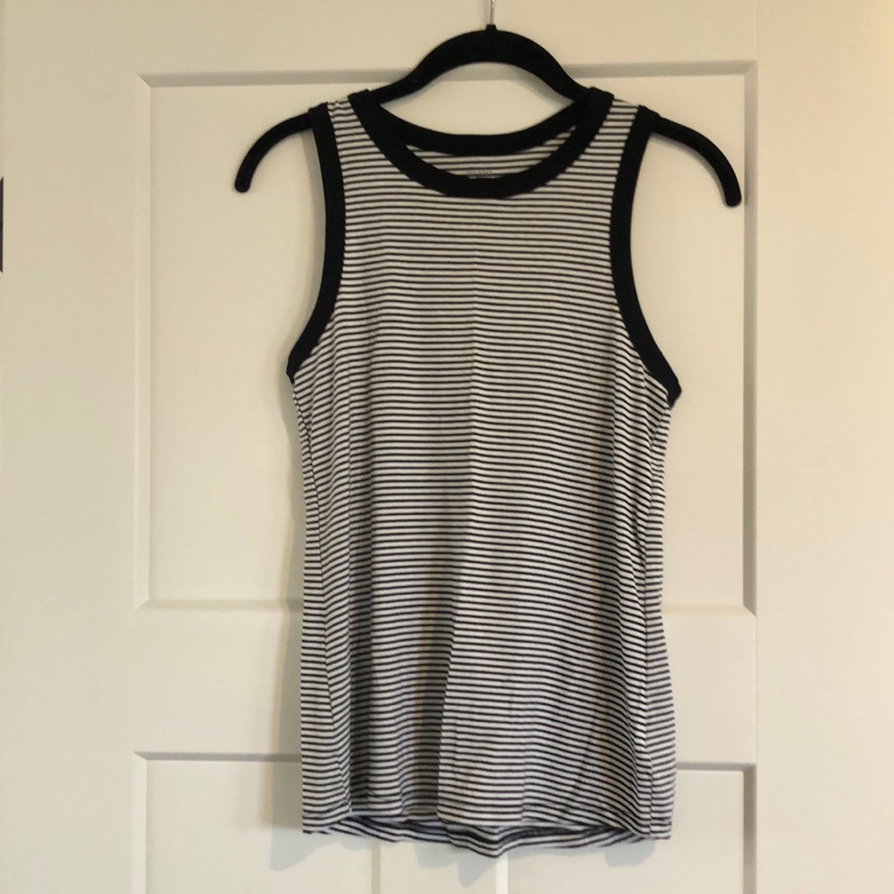Old Navy, black and white striped tank, size S
